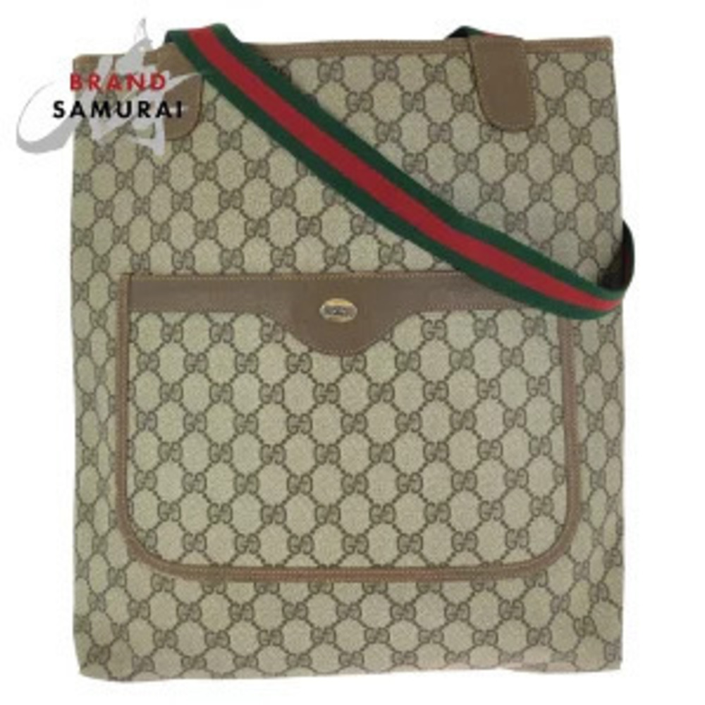 Gucci Sherry Tote Bag Shoulder Beige Brown GG Supreme Canvas